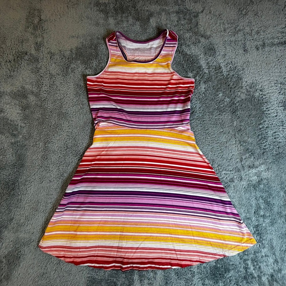 The Childrens Place Girls Striped Skater Dress Pink Red Yellow Size L 10/12